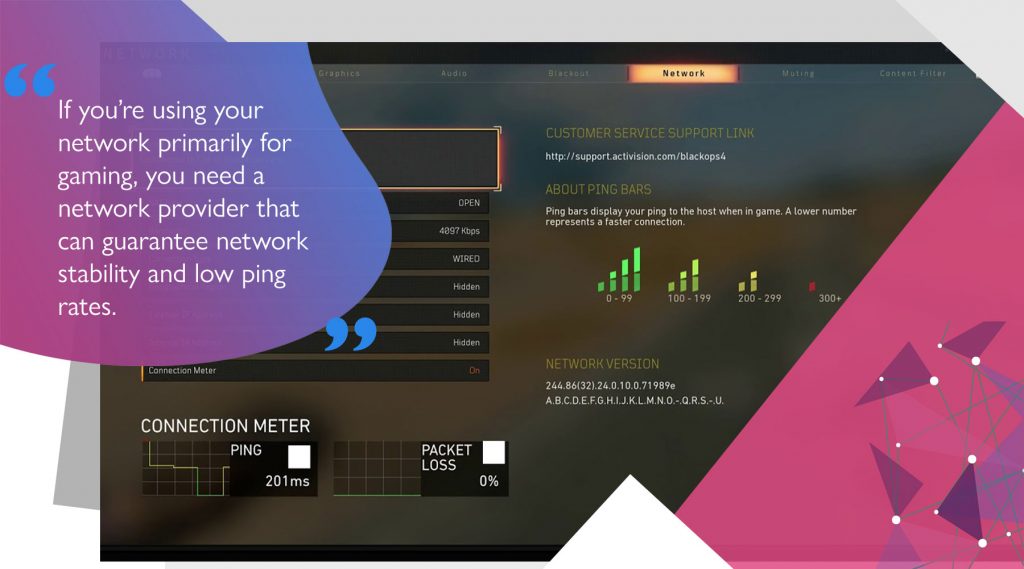 Ping rate and packet loss report